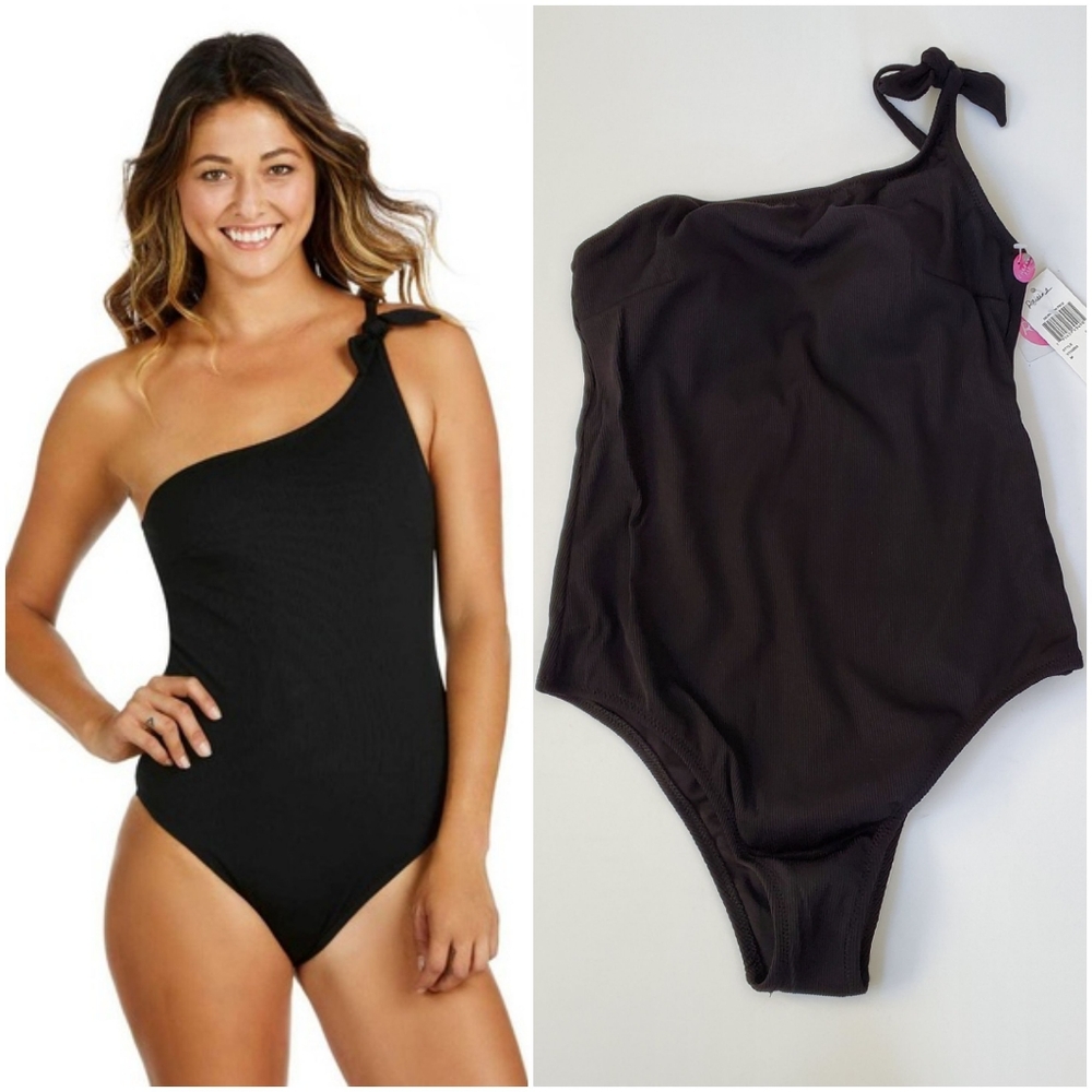 NWT One Shoulder Black One Piece Swimsuit